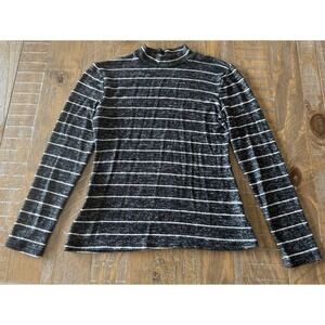 Women's Long Sleeve Yellow Chair Monochrome Black Striped Classic Modern Top S